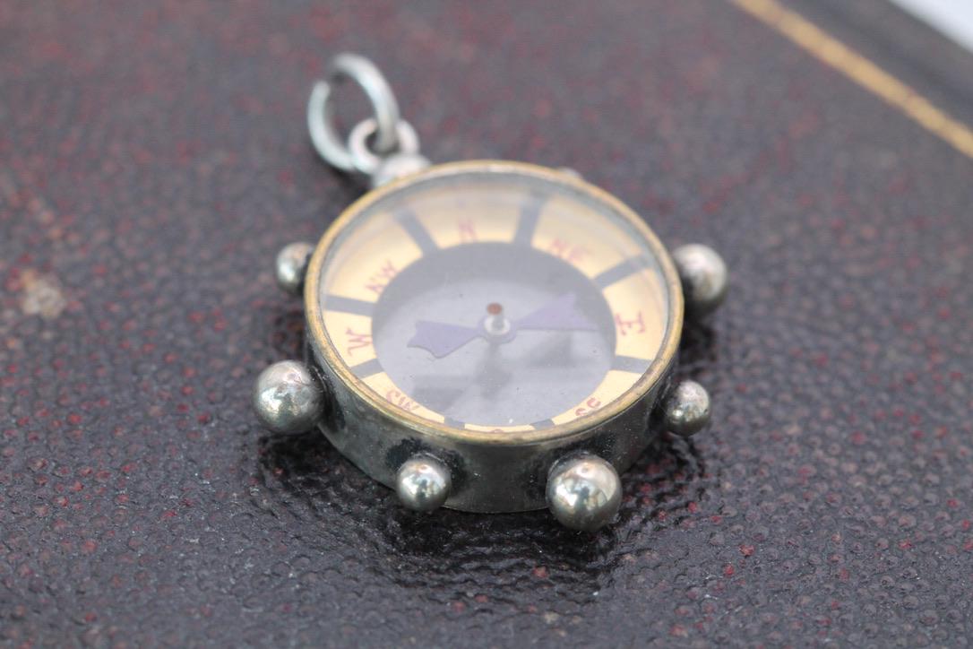 Antique Sterling Silver Compass Pendant
