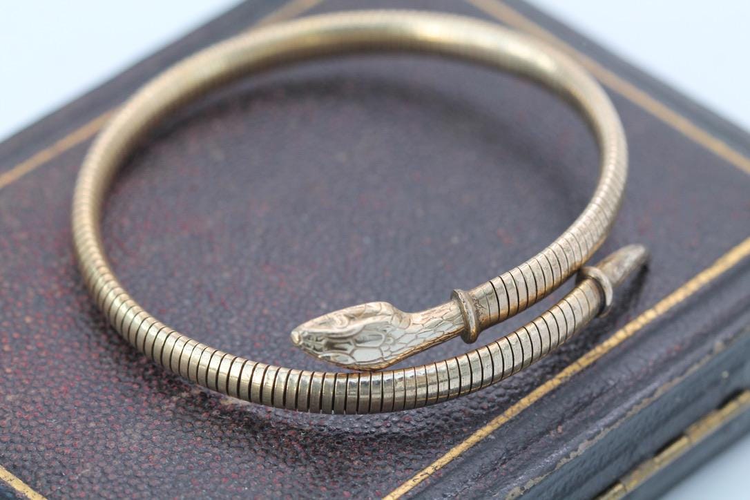Antique 9ct Rolled Gold Snake Bangle