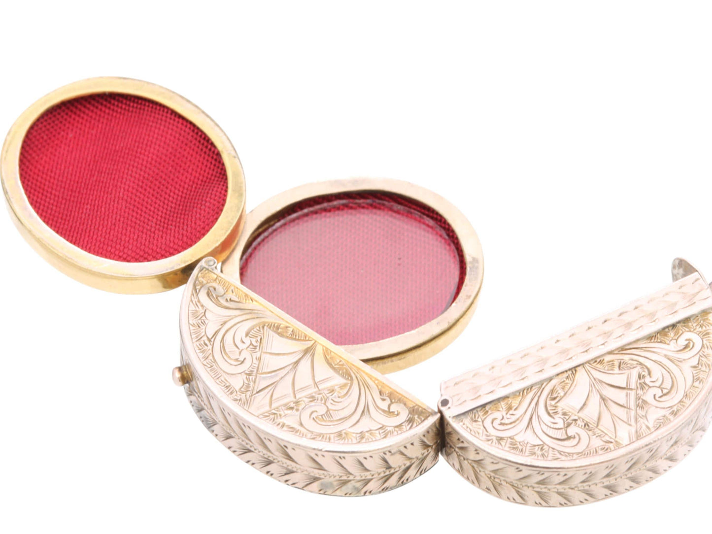 Antique 9ct Gold Chased Double Panel Locket, c.1880