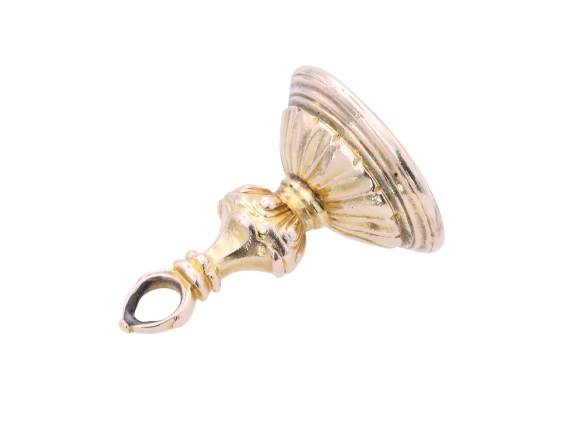 Antique-15ct-Gold-Citrine-Intaglio-Ship-Crest-"Learn-to-be-patient"-Seal-Pendant