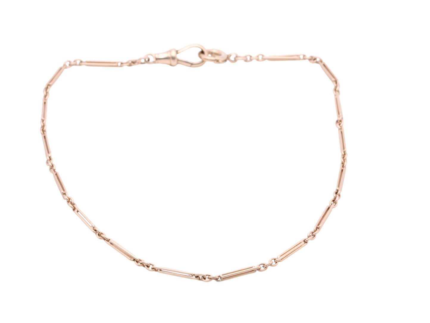 Antique 9ct Yellow Gold Trombone Fetter Link Necklace Chain, 13.25"