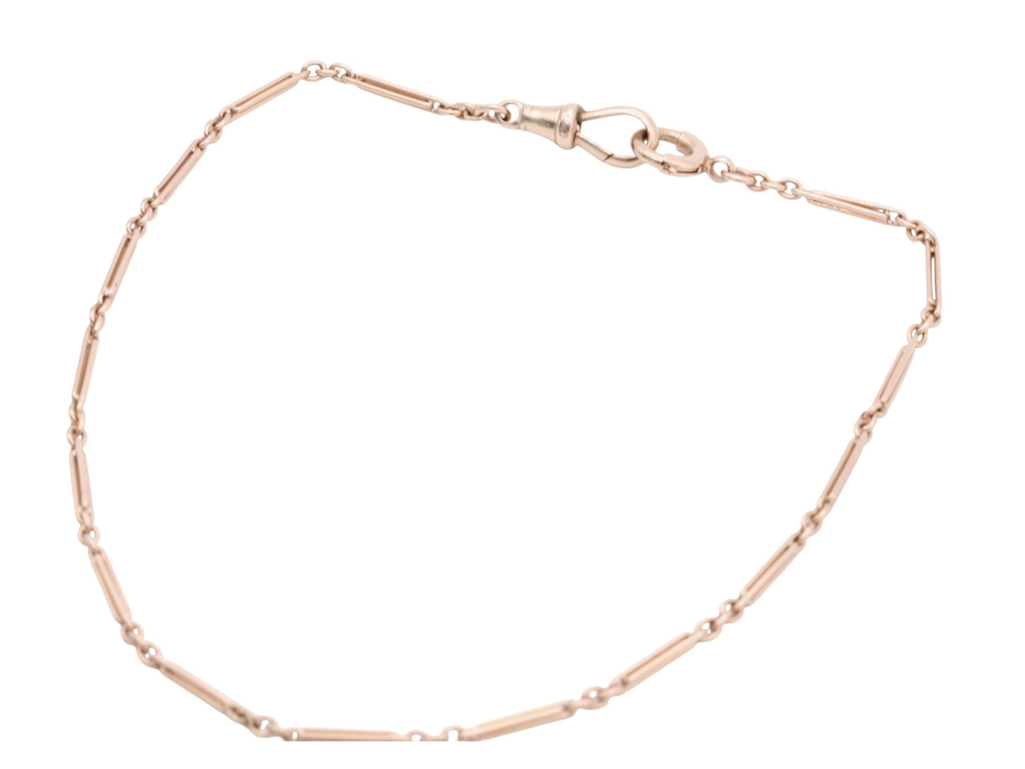 Antique 9ct Yellow Gold Trombone Fetter Link Necklace Chain, 13.25"