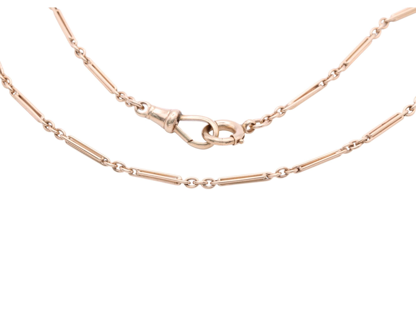 Antique 9ct Yellow Gold Trombone Fetter Link Necklace Chain, 13.25"