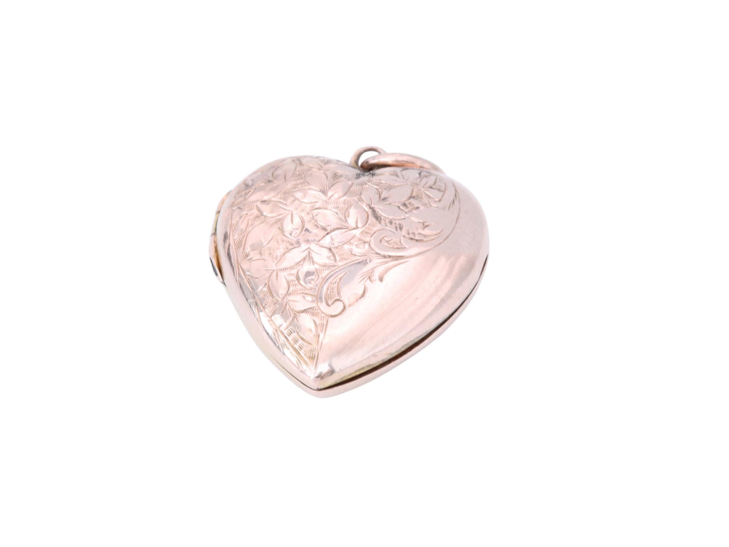 Antique 9ct Gold Ivy Chased Heart Locket