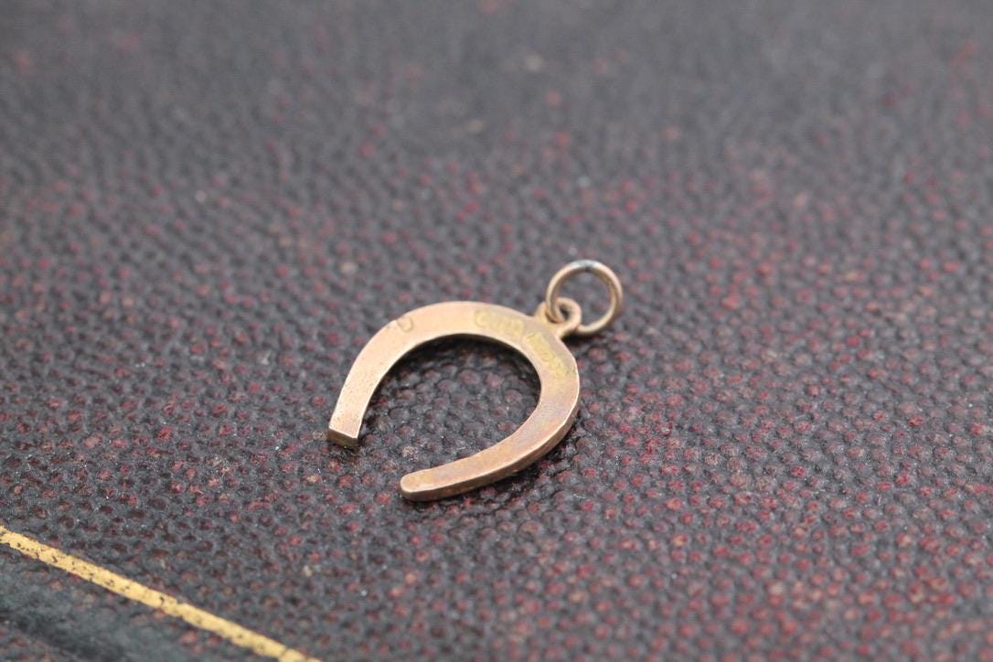 Antique 9ct Gold Lucky Horseshoe Pendant Charm