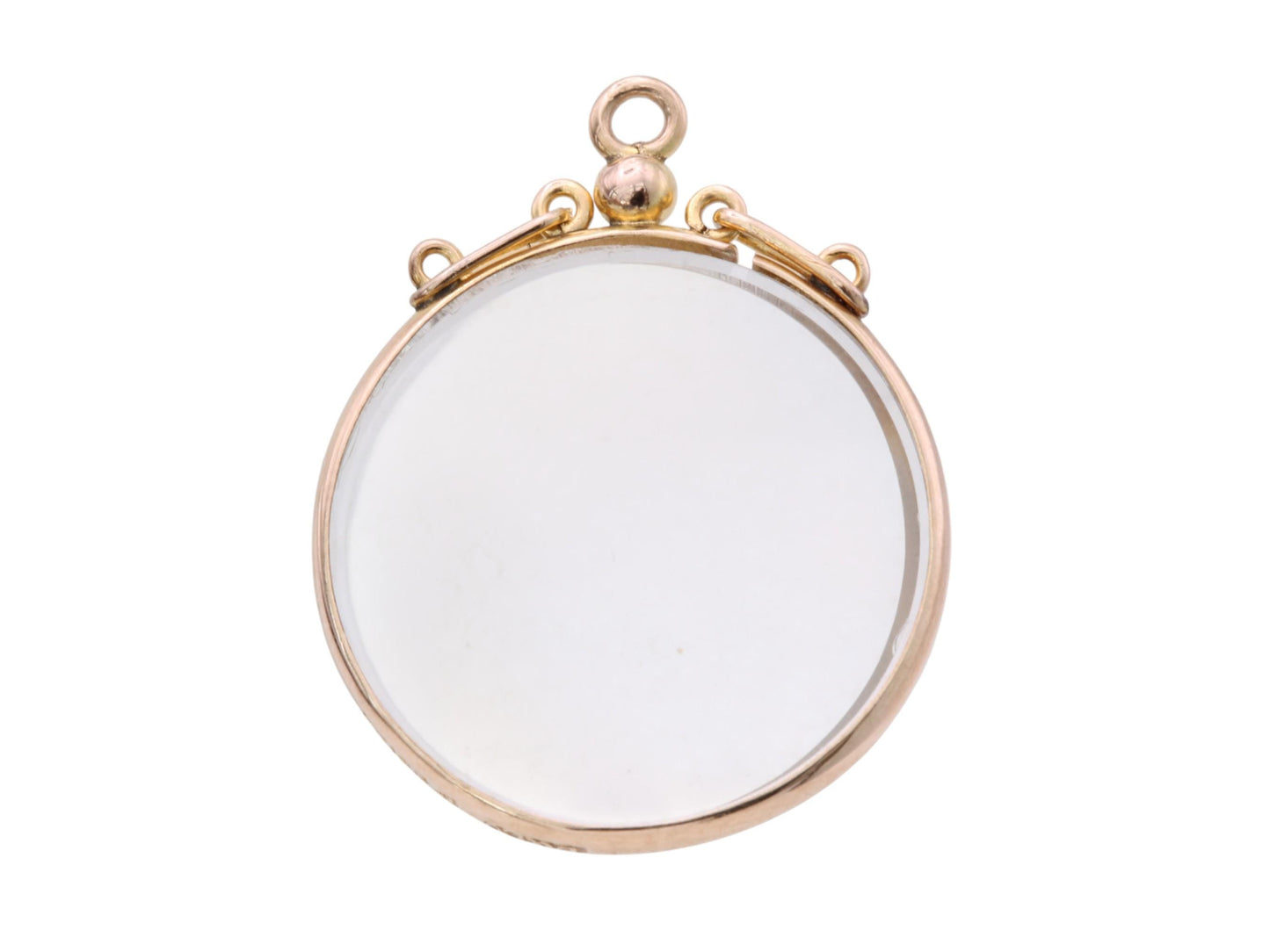 Antique 9ct Gold Open Face Glass Locket Pendant, 1908