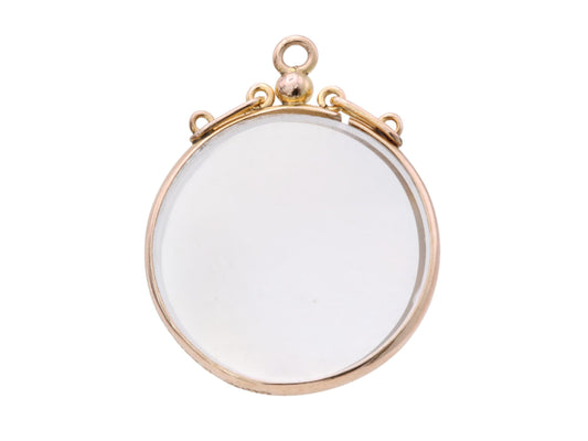 Antique 9ct Gold Open Face Glass Locket Pendant, 1908