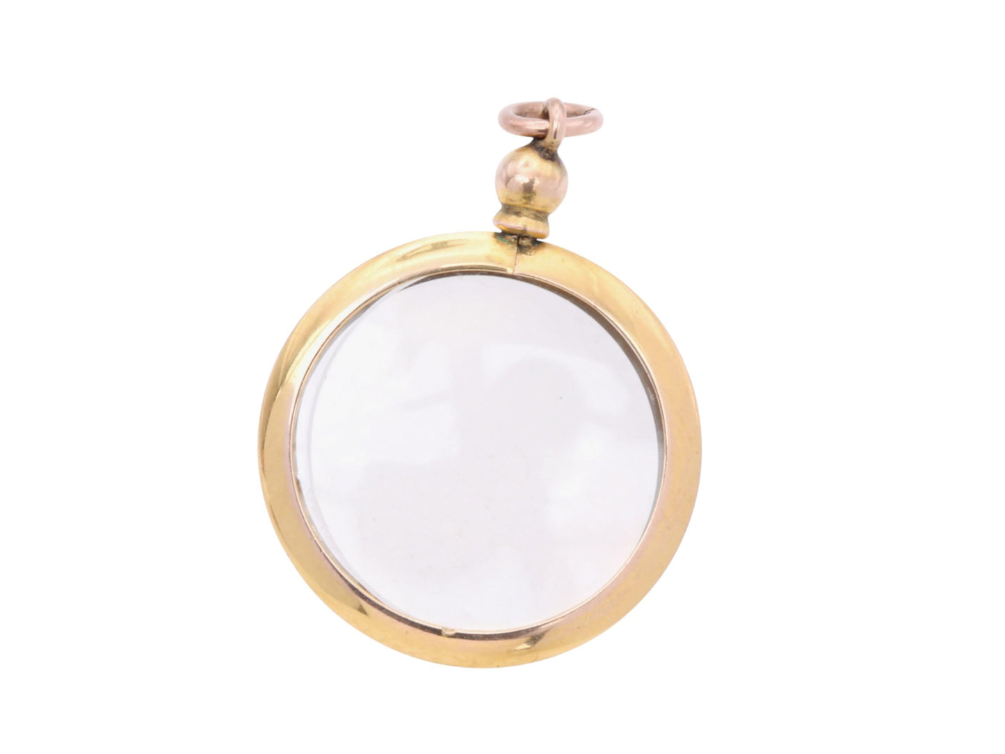 Antique 9ct Yellow Gold Open Face Glass Locket Pendant