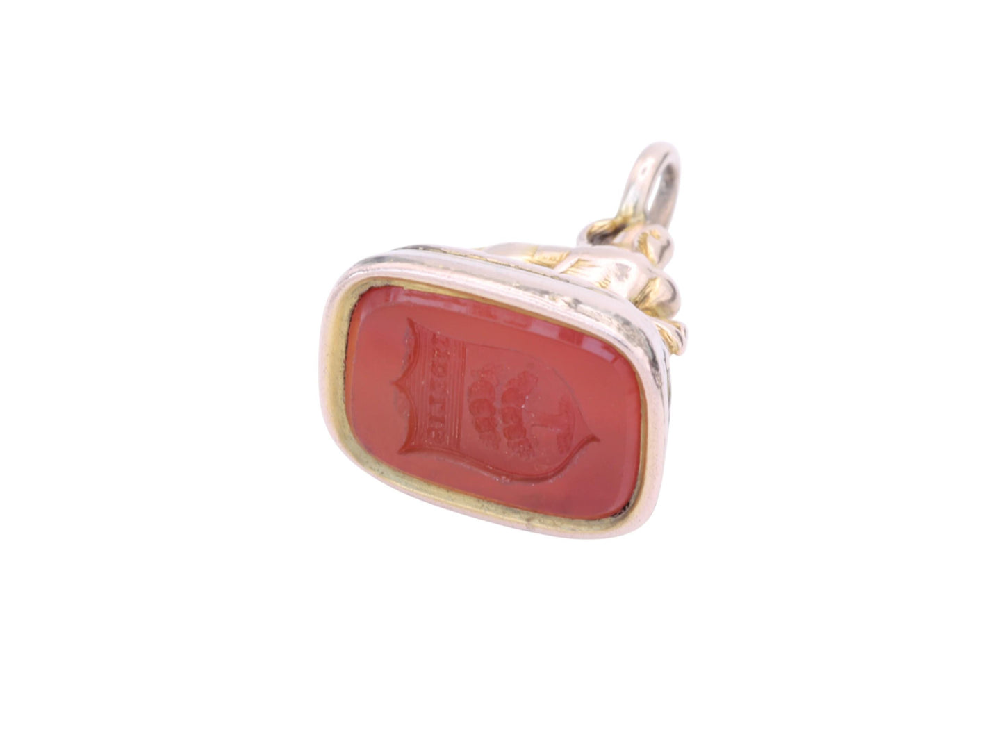 Antique 9ct Gold Greyhound Intaglio "Faithful" Crest Carnelian Seal