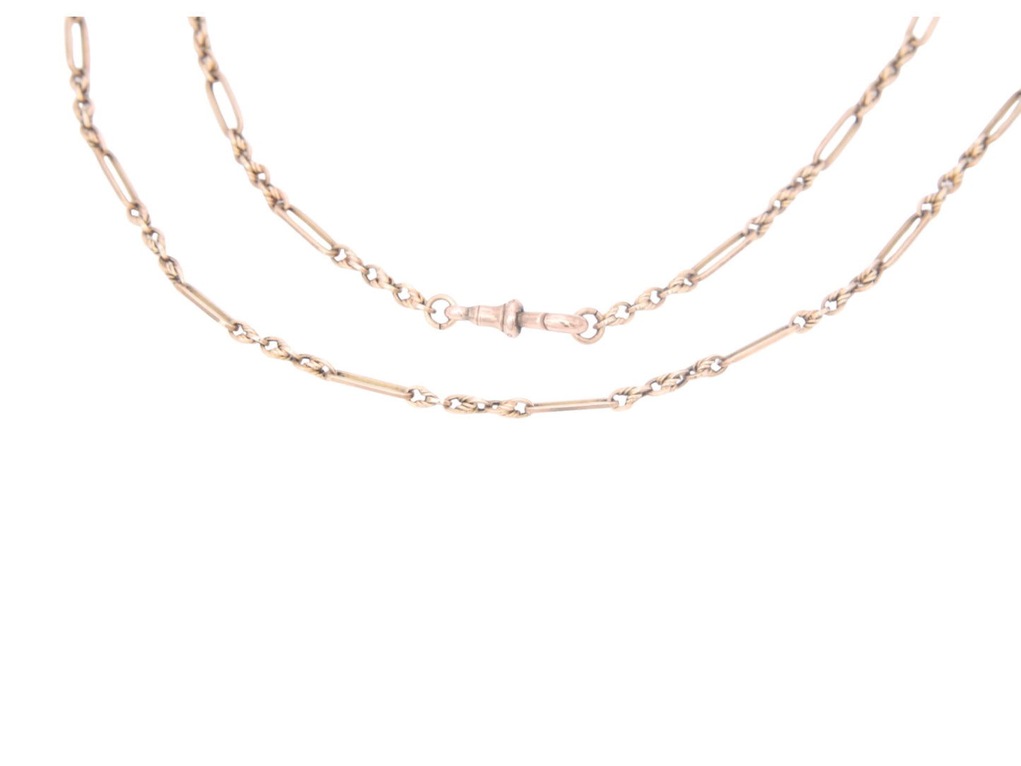 Antique 9ct Gold Trombone Lovers Knot Necklace Chain, 15.75"