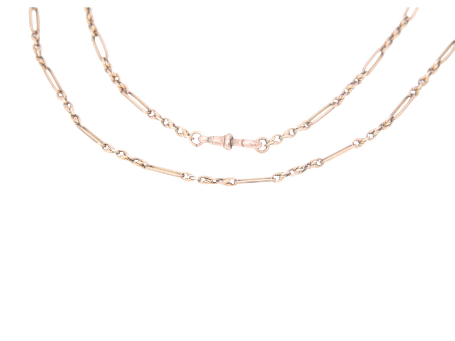 Antique 9ct Gold Trombone Lovers Knot Necklace Chain, 15.75"