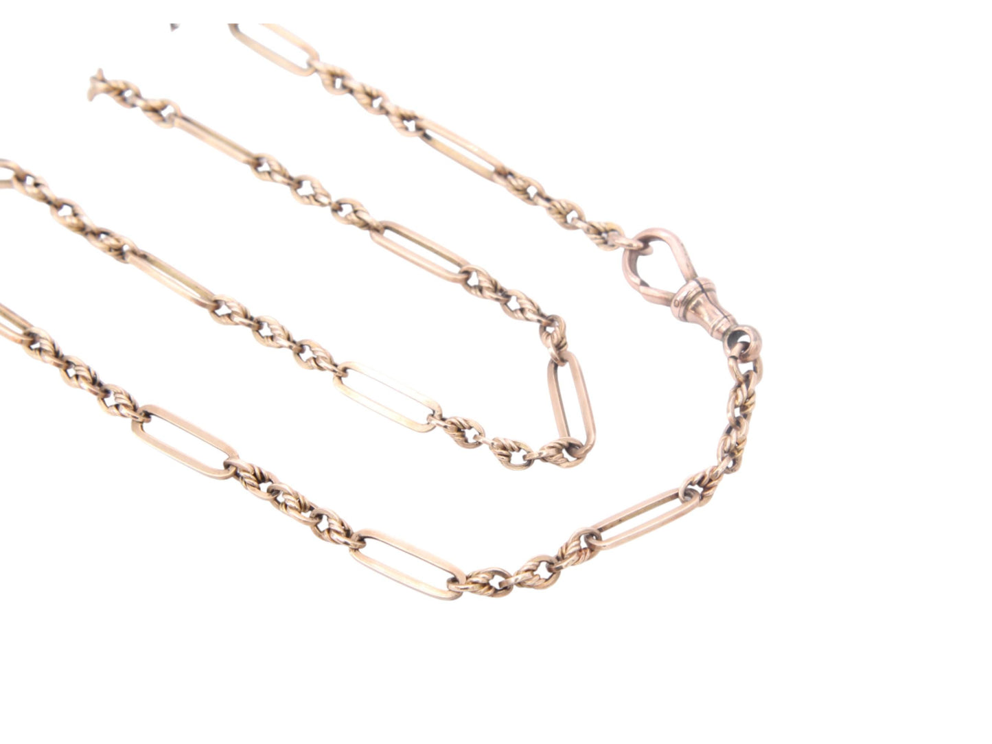 Antique 9ct Gold Trombone Lovers Knot Necklace Chain, 15.75"