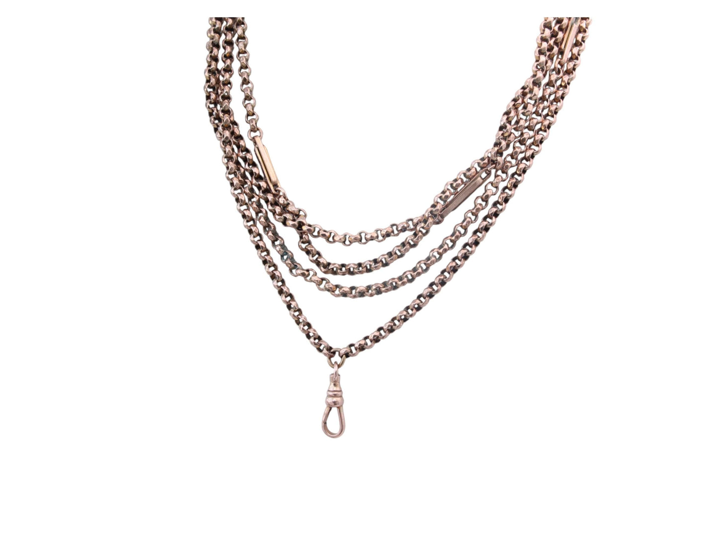 Antique 9ct Fetter Belcher Link Long Guard Necklace