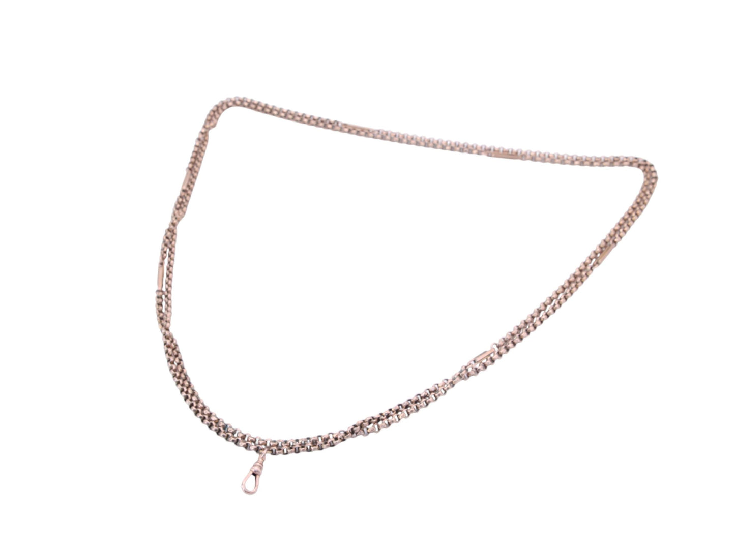 Antique 9ct Rolled Gold Fetter Belcher Link Long Guard Necklace