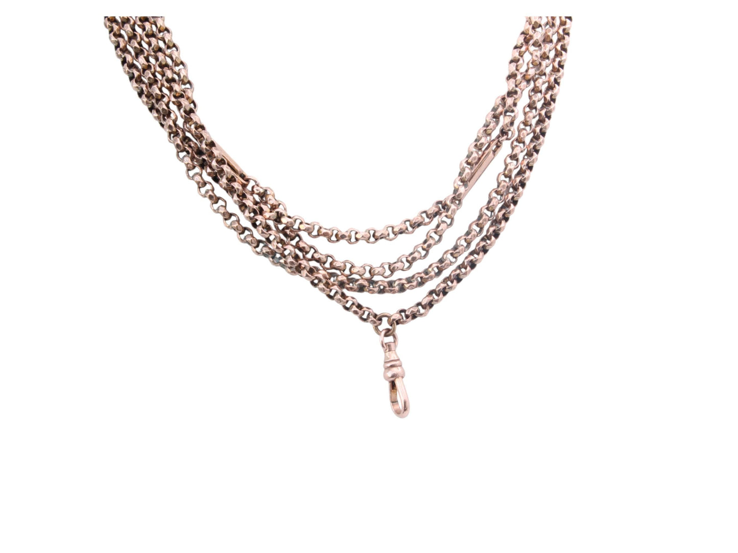 Antique 9ct Fetter Belcher Link Long Guard Necklace