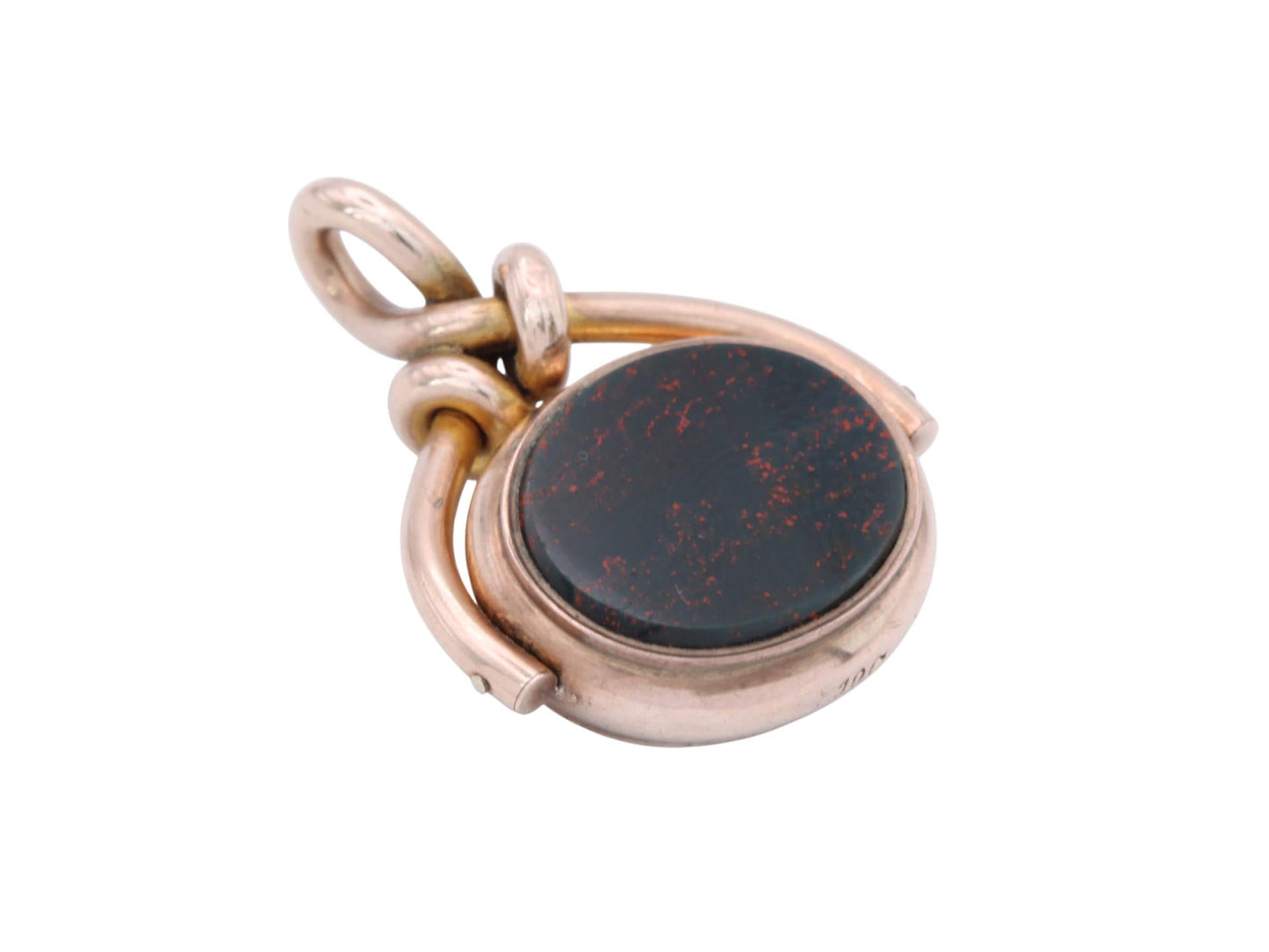 Antique 10ct Gold Carnelian Bloodstone Spinner Pendant