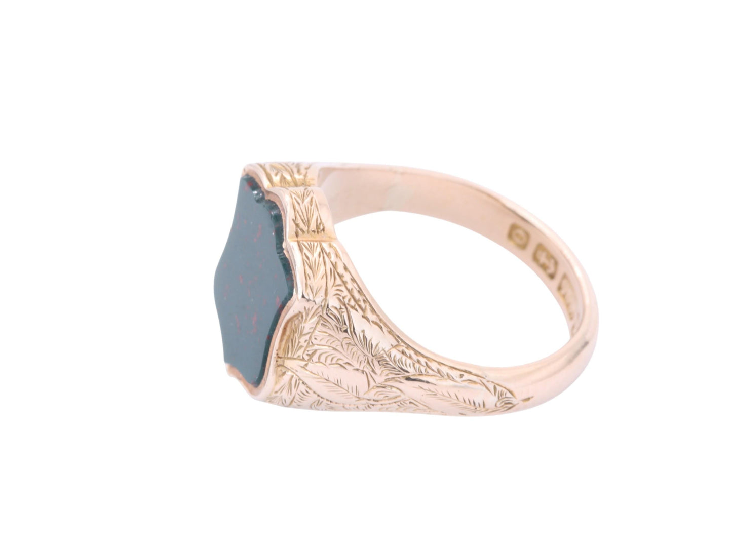 Antique 15ct Gold Bloodstone Shield Signet Ring, 1913