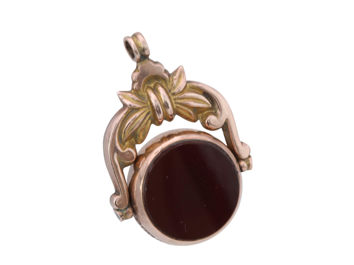 Antique 9ct Gold Bloodstone Spinner Pendant, 1896