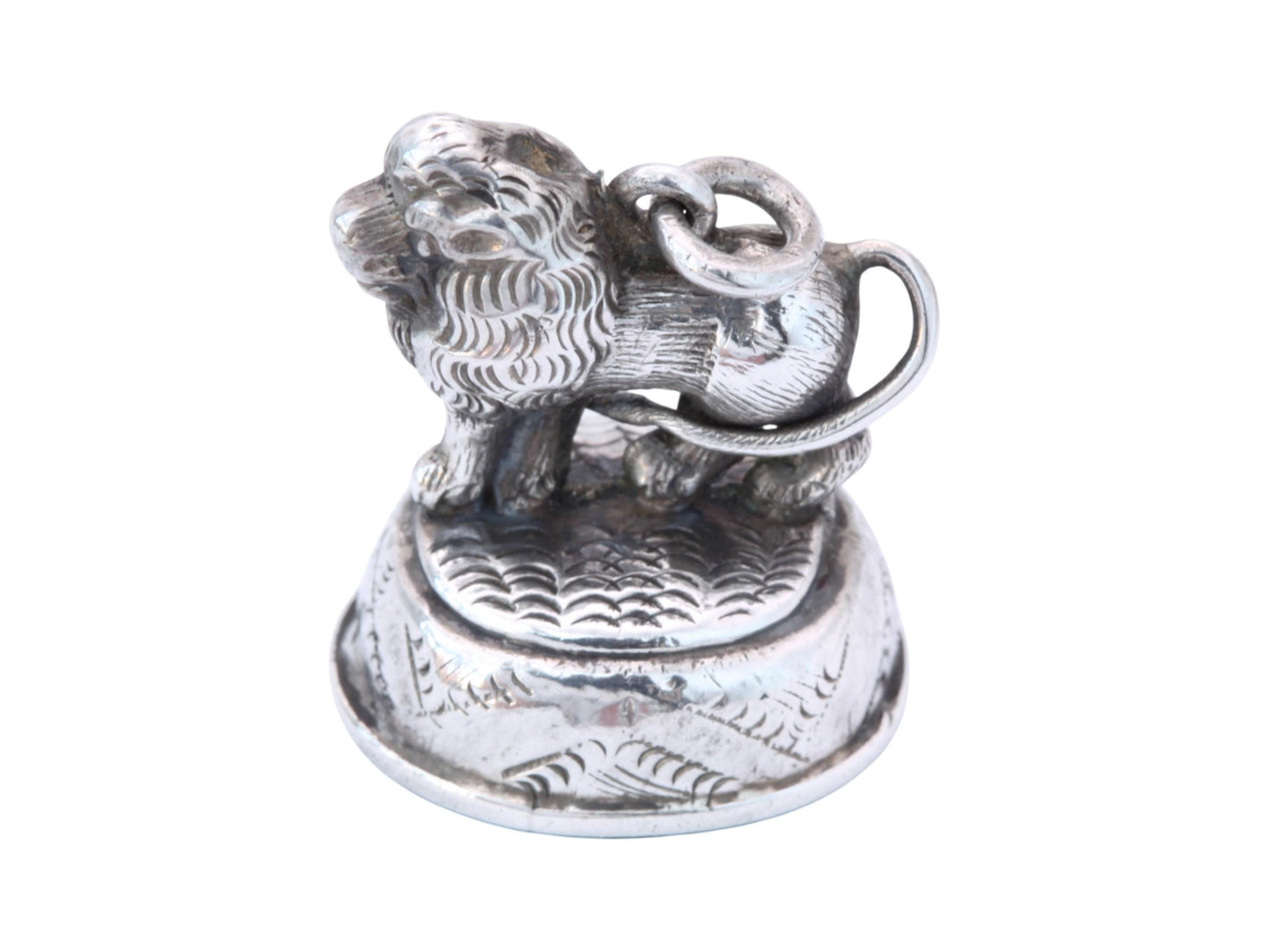 Antique Sterling Silver Lion Mounted Pendant, 1898