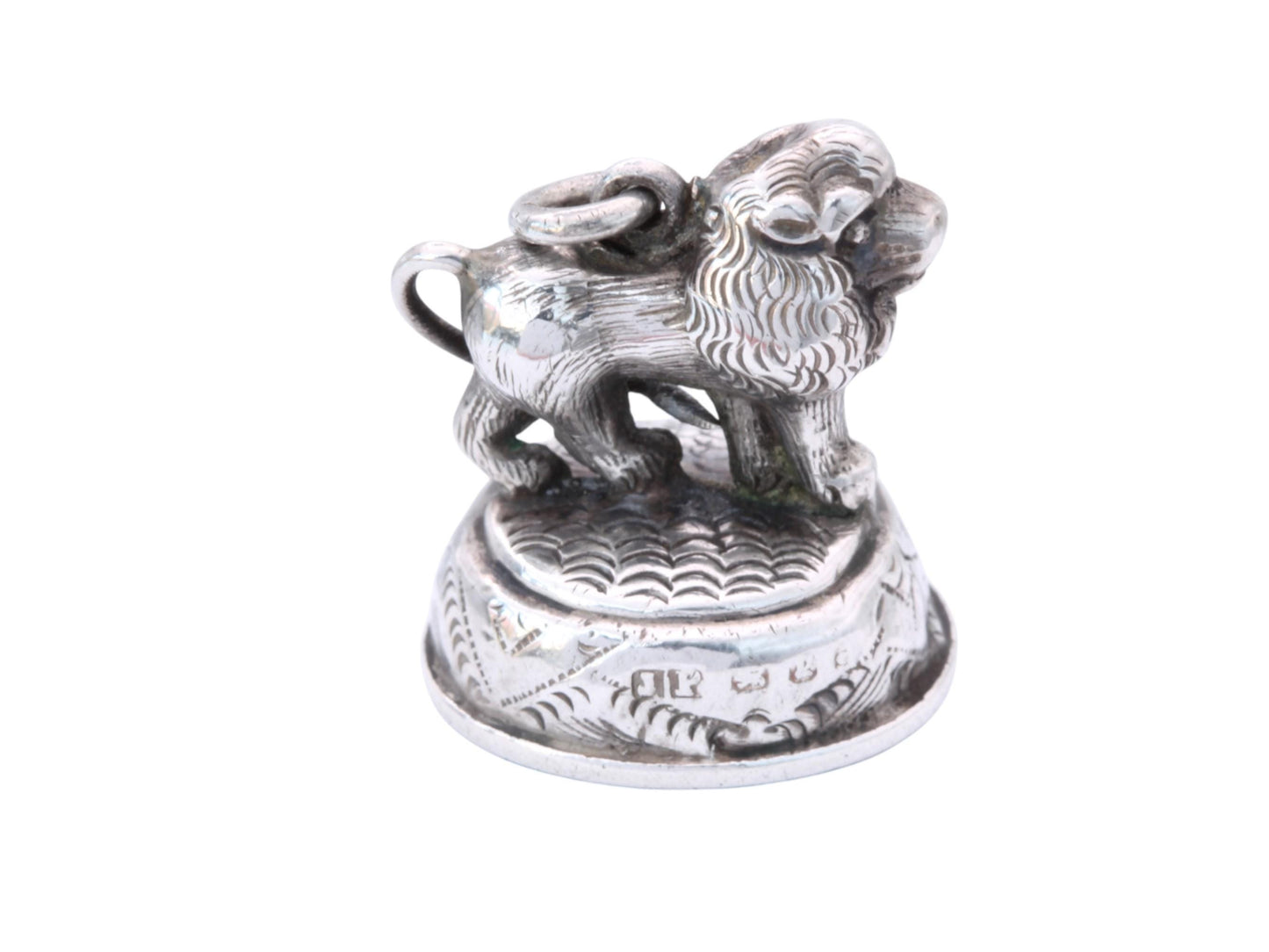 Antique Sterling Silver Lion Mounted Pendant, 1898