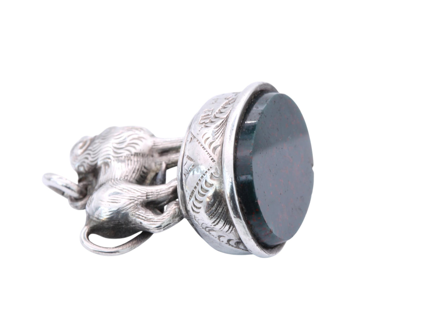 Antique Sterling Silver Lion Mounted Pendant, 1898