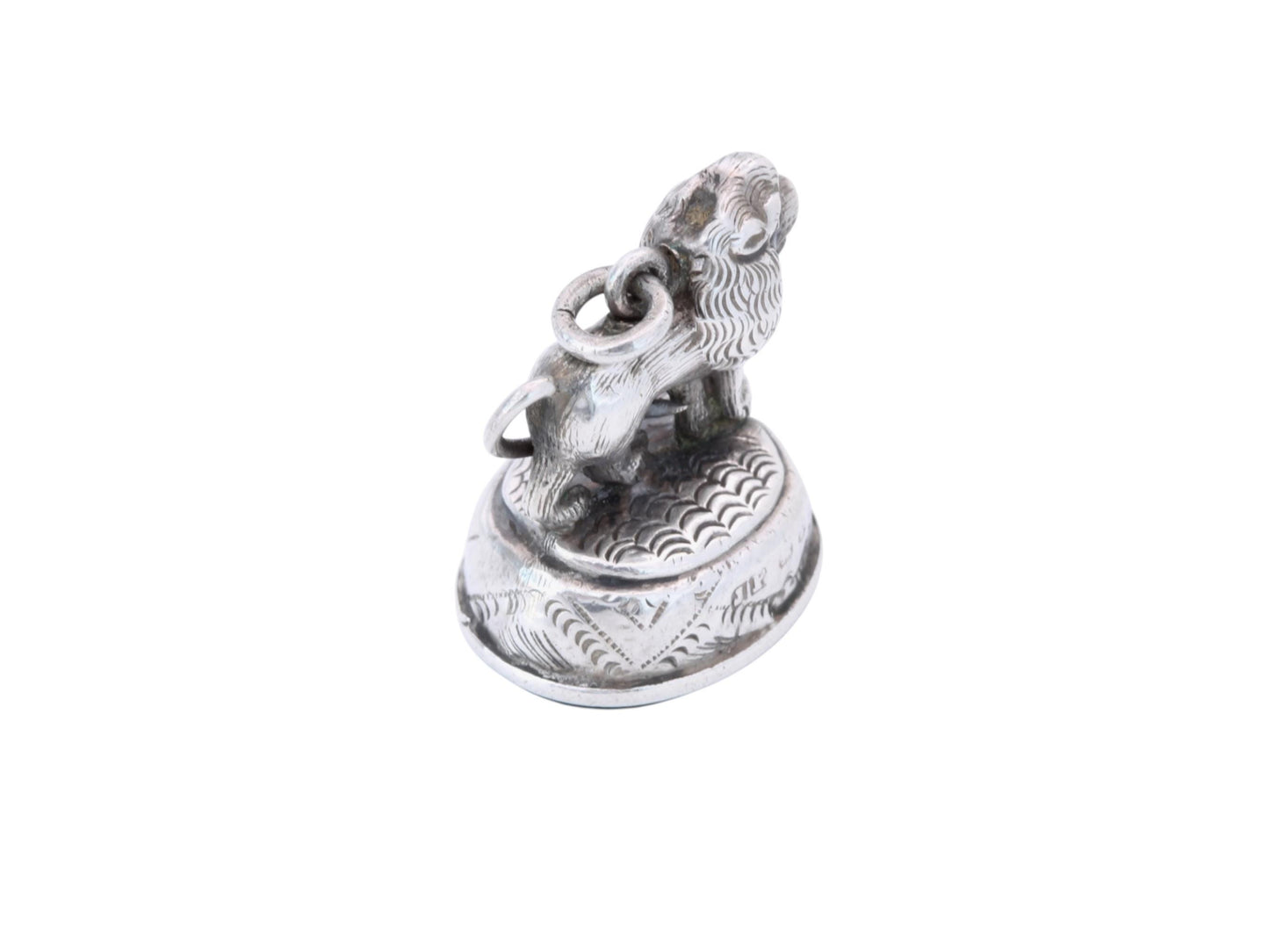 Antique Sterling Silver Lion Mounted Pendant, 1898