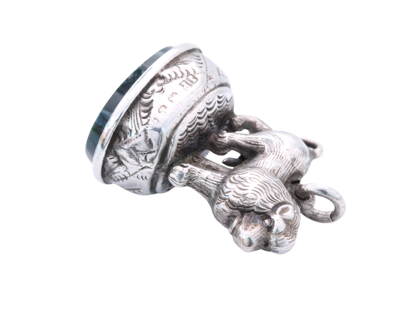 Antique Sterling Silver Lion Mounted Pendant, 1898