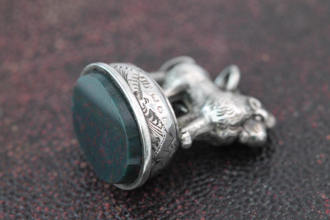 Antique Sterling Silver Lion Mounted Pendant, 1898