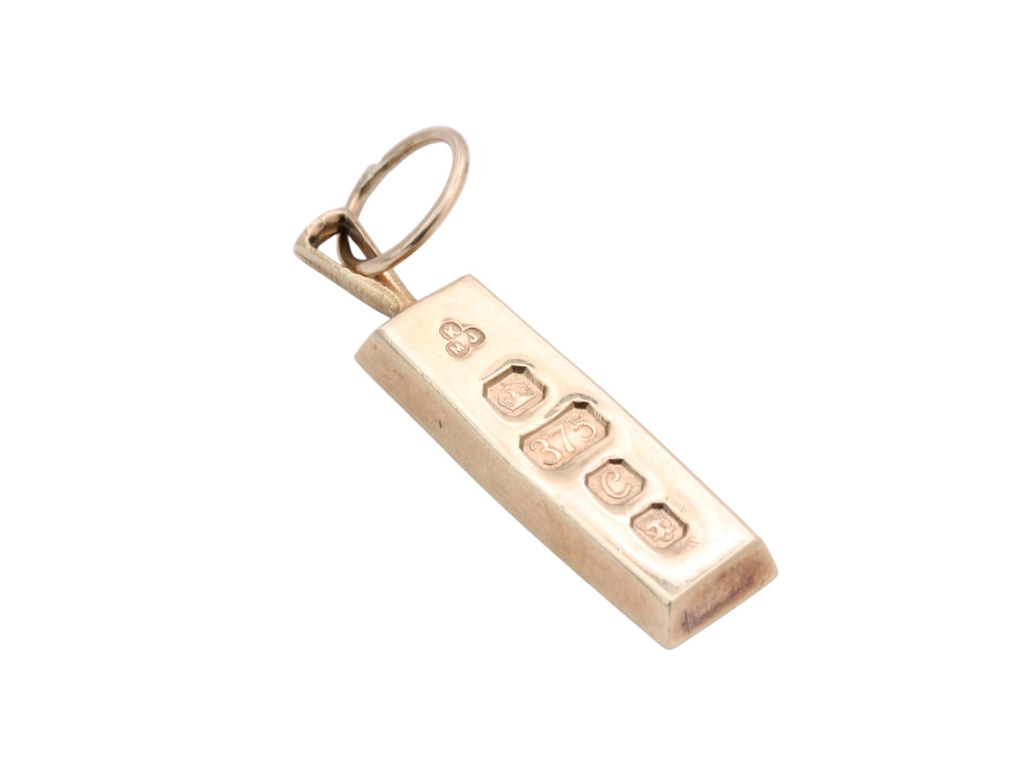 Vintage 9ct Gold Ingot Pendant, 1977