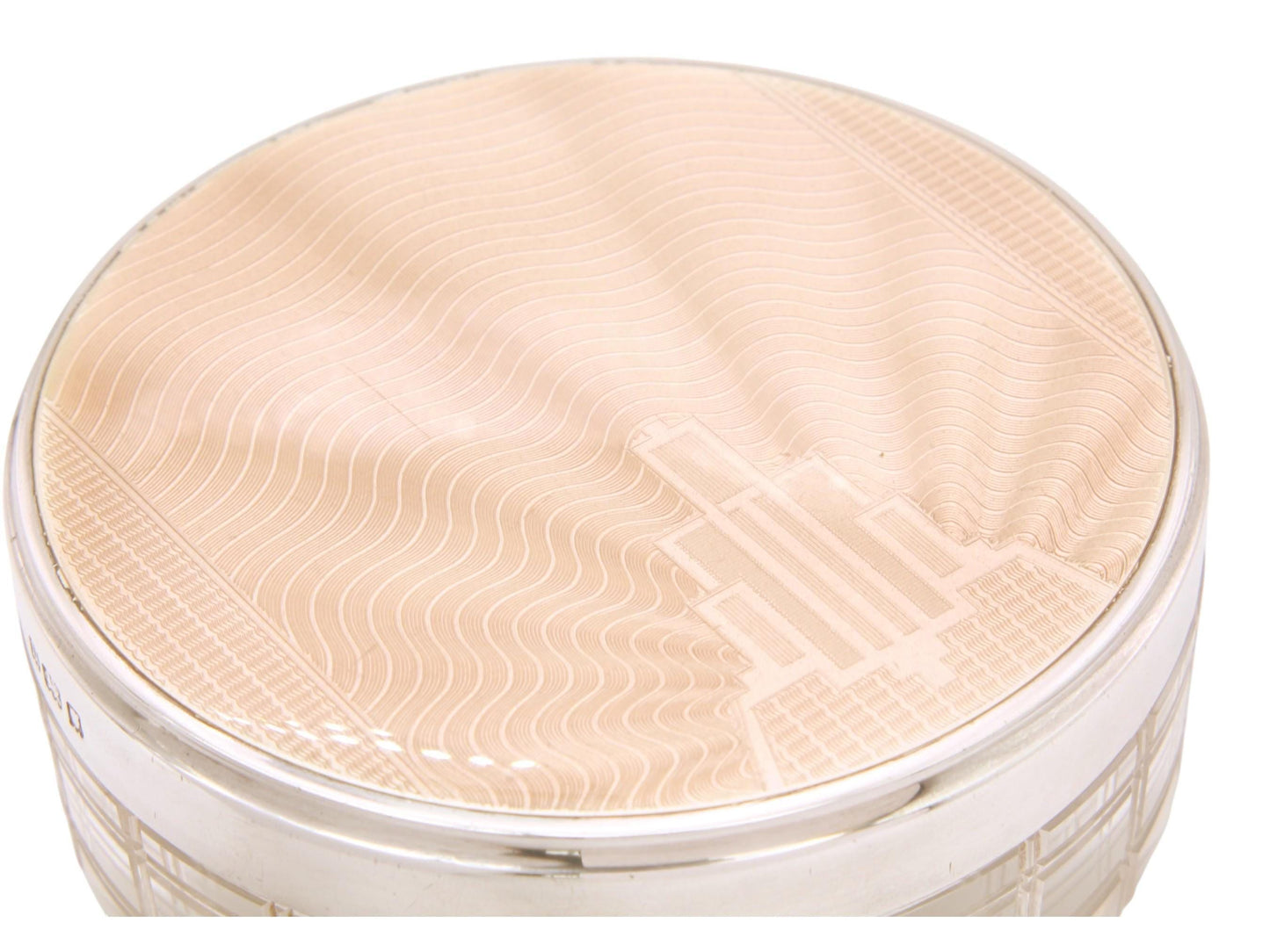 Antique Sterling Silver Enamel Guilloche Vanity Glass Jar