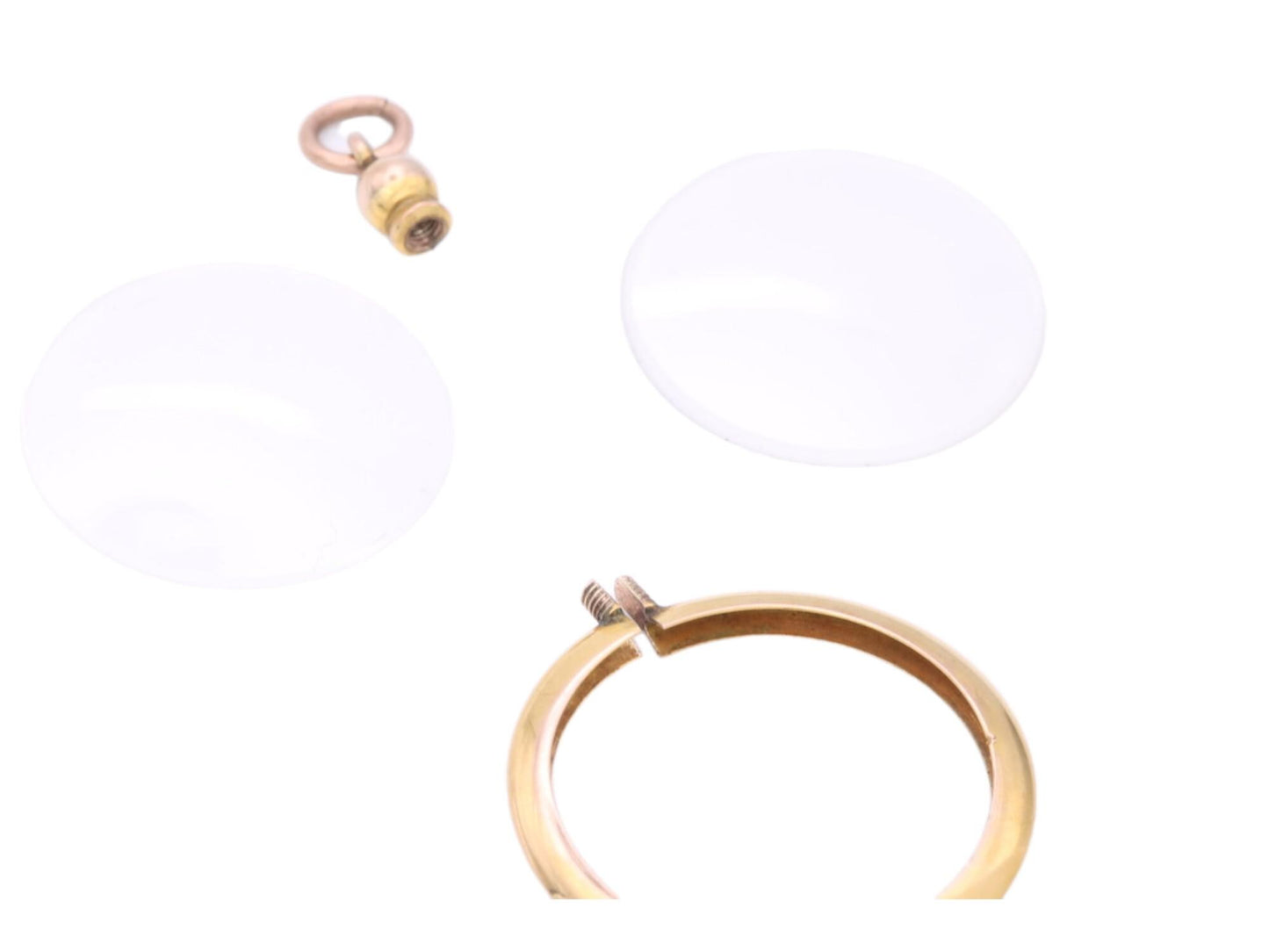 Antique 9ct Yellow Gold Open Face Glass Locket Pendant