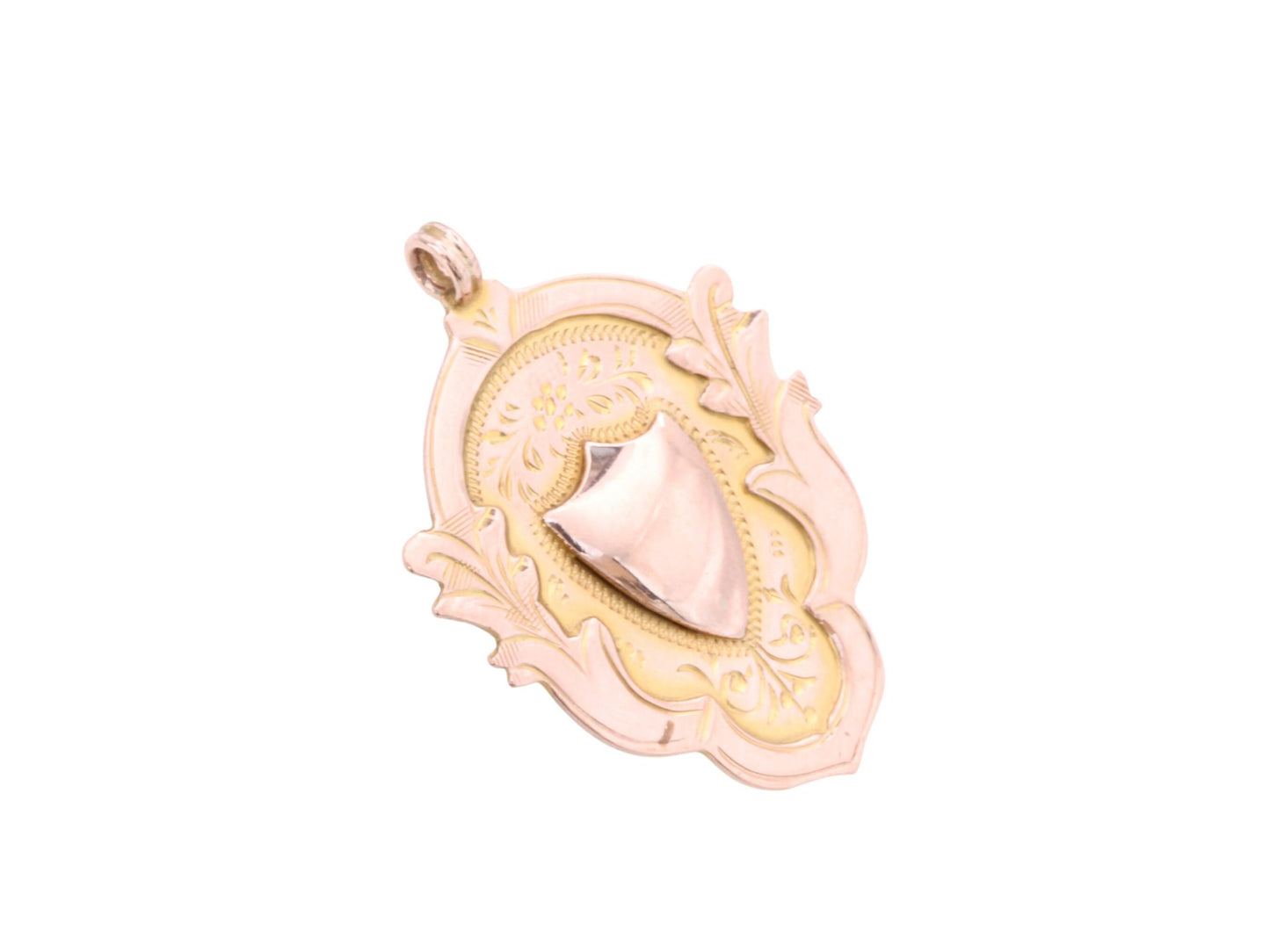 Antique 9ct Rose Gold Shield Pendant, 1928