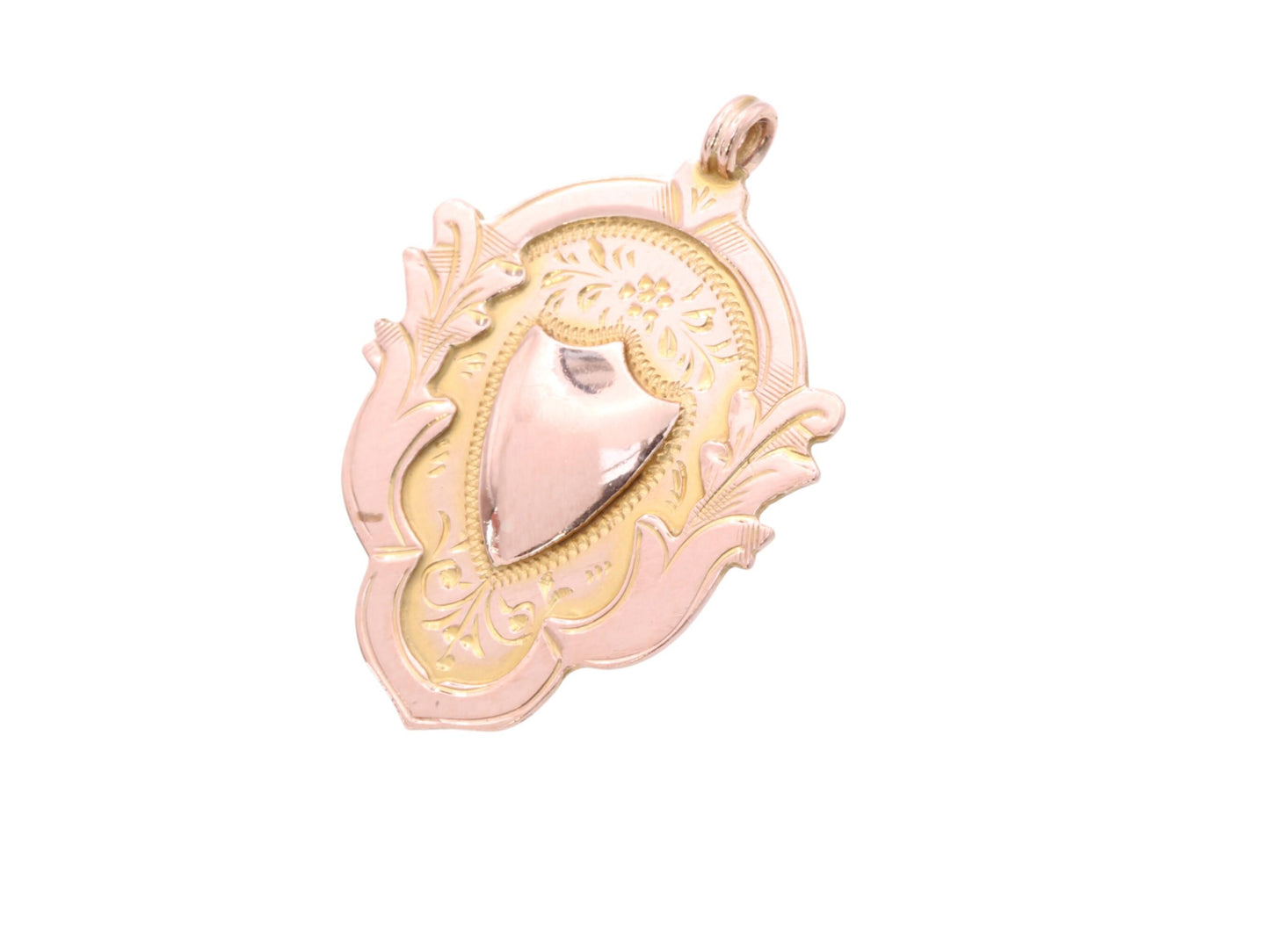 Antique 9ct Rose Gold Shield Pendant, 1928