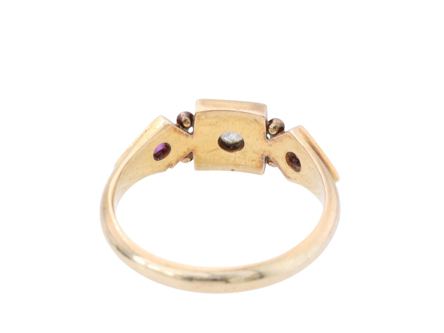 Antique 18ct Gold Diamond Ruby Gypsy Ring, 1891