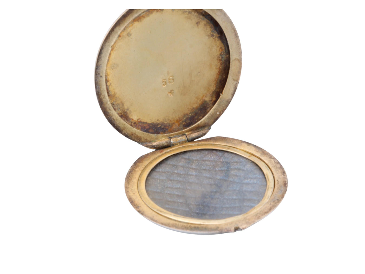 Antique 800 Silver Blue Guilloche Flower Rose Locket