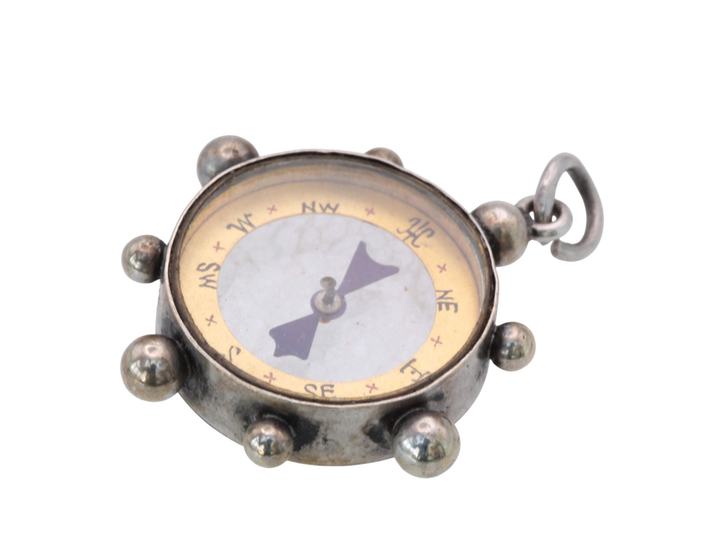 Antique Sterling Silver Compass Pendant