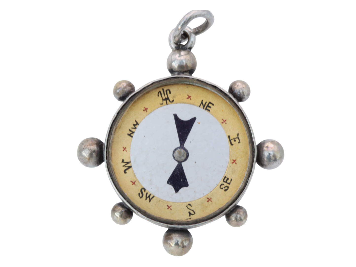 Antique Sterling Silver Compass Pendant