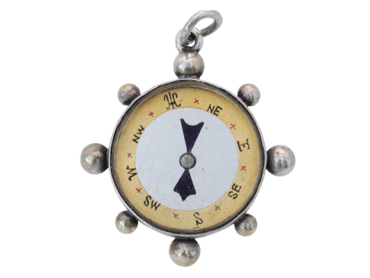 Antique Sterling Silver Compass Pendant