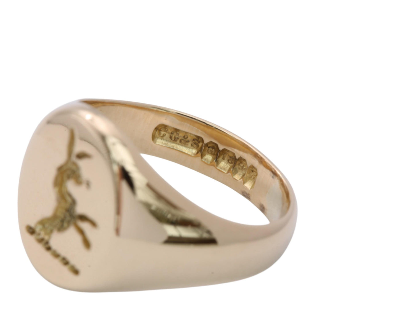 Vintage 18ct Gold Intaglio Hare Crest Signet Ring, 1956