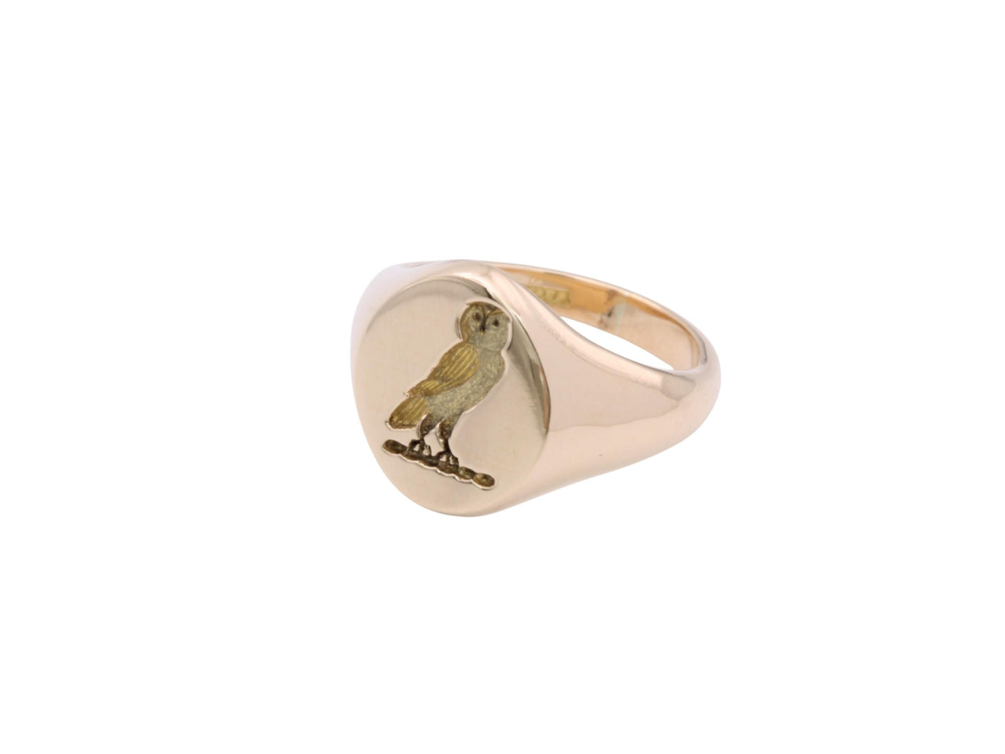 Vintage 18ct Gold Owl Intaglio Crest Signet Ring, 12.8g