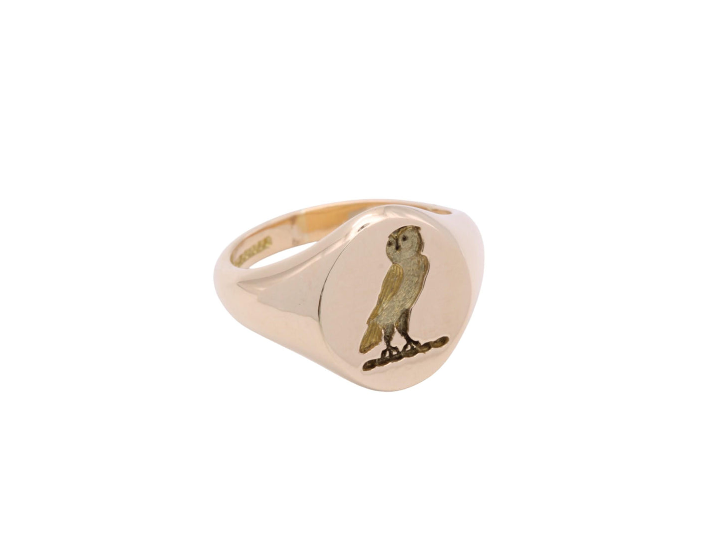 Vintage 18ct Gold Owl Intaglio Crest Signet Ring, 12.8g