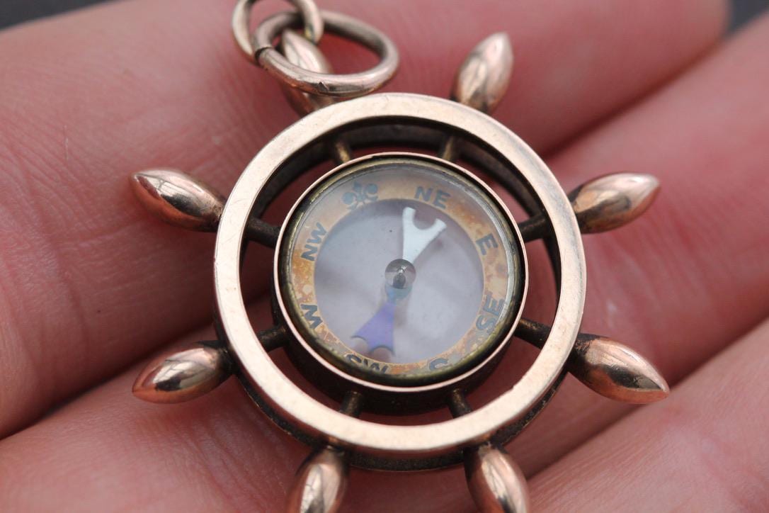 Antique 9ct Gold Compass Pendant