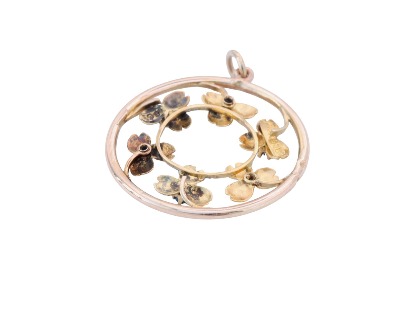 Antique 15ct Gold Pearl Sapphire Flower Pendant