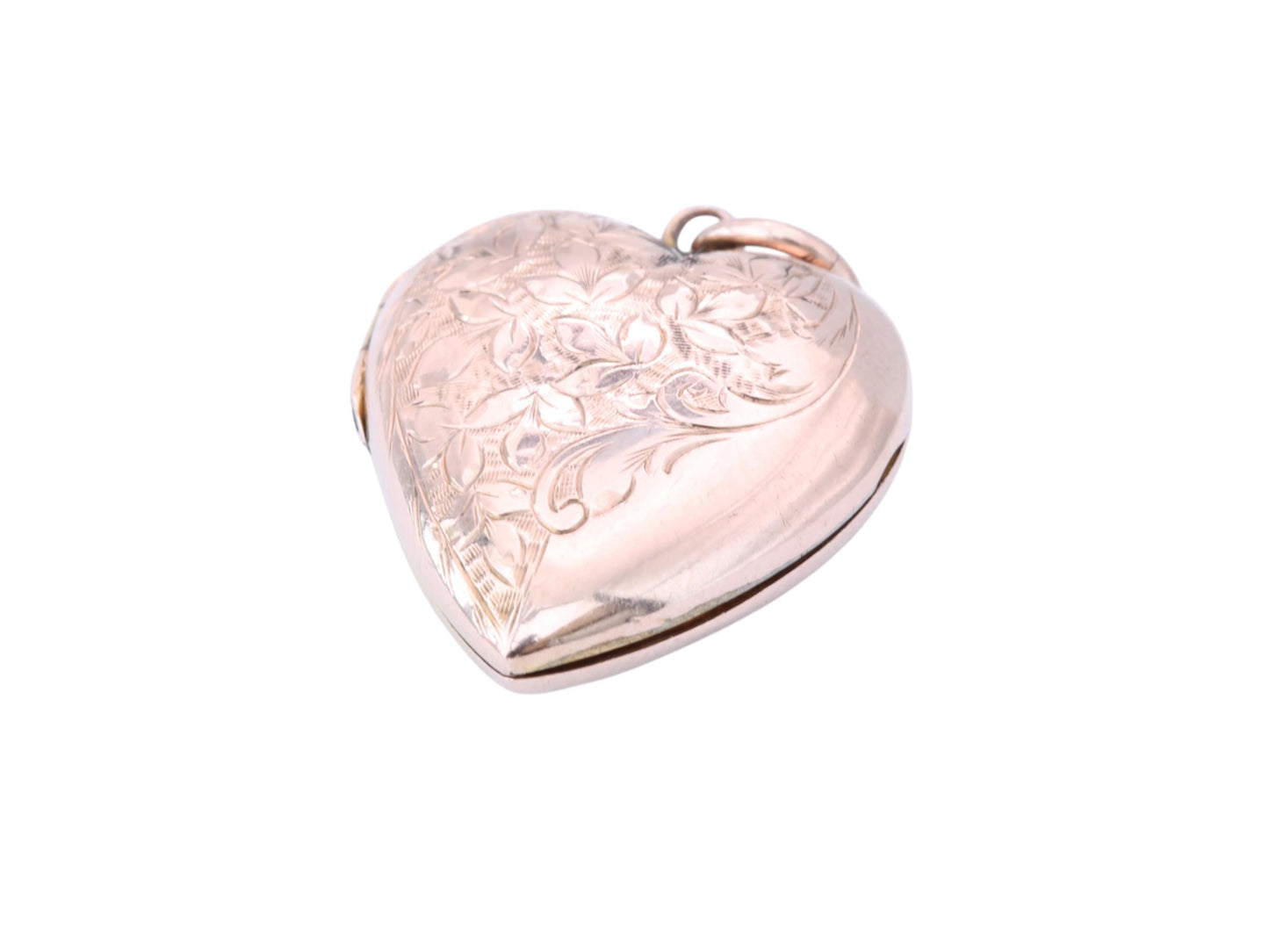 Antique 9ct Gold Ivy Chased Heart Locket