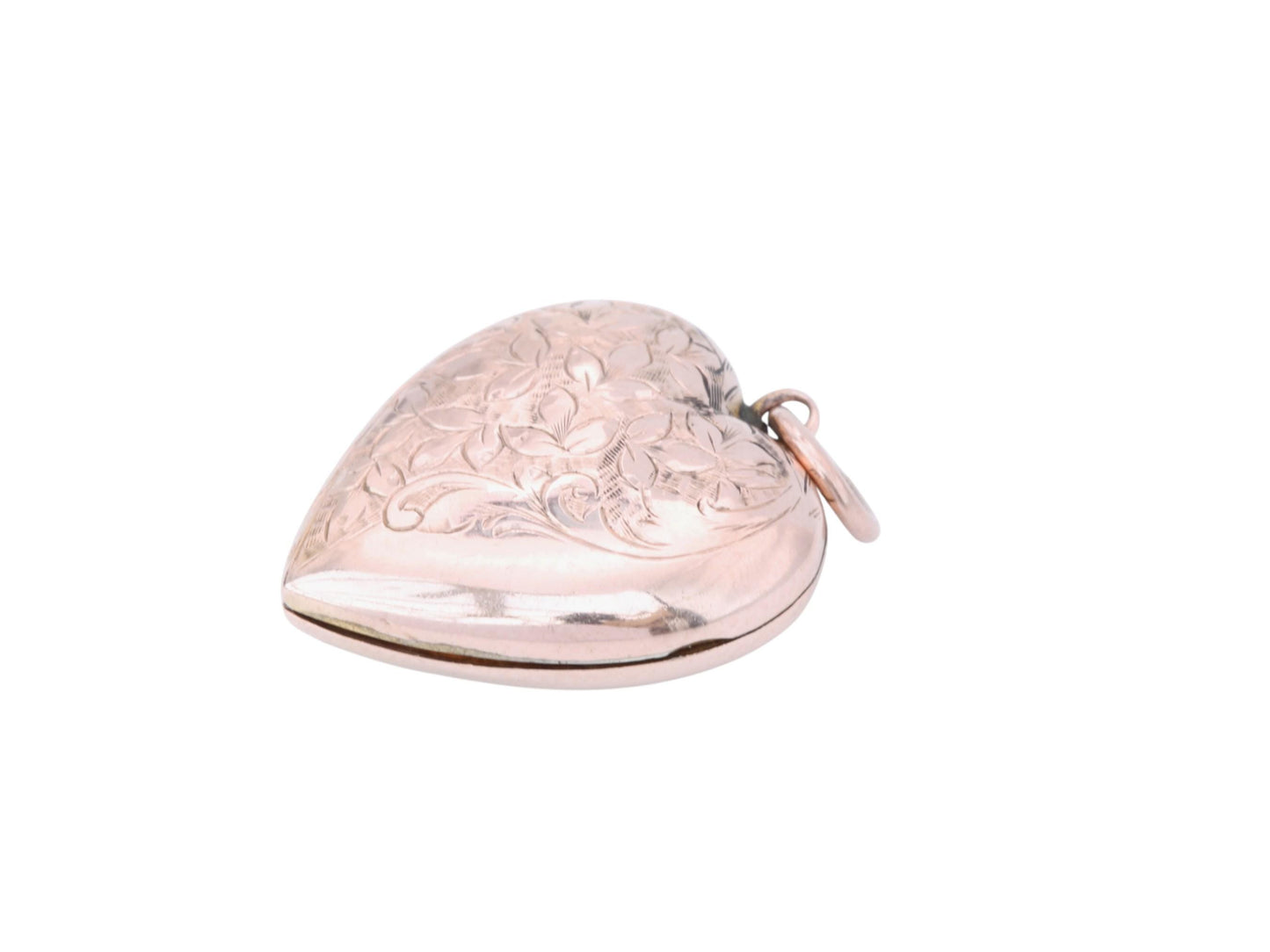 Antique 9ct Gold Ivy Chased Heart Locket