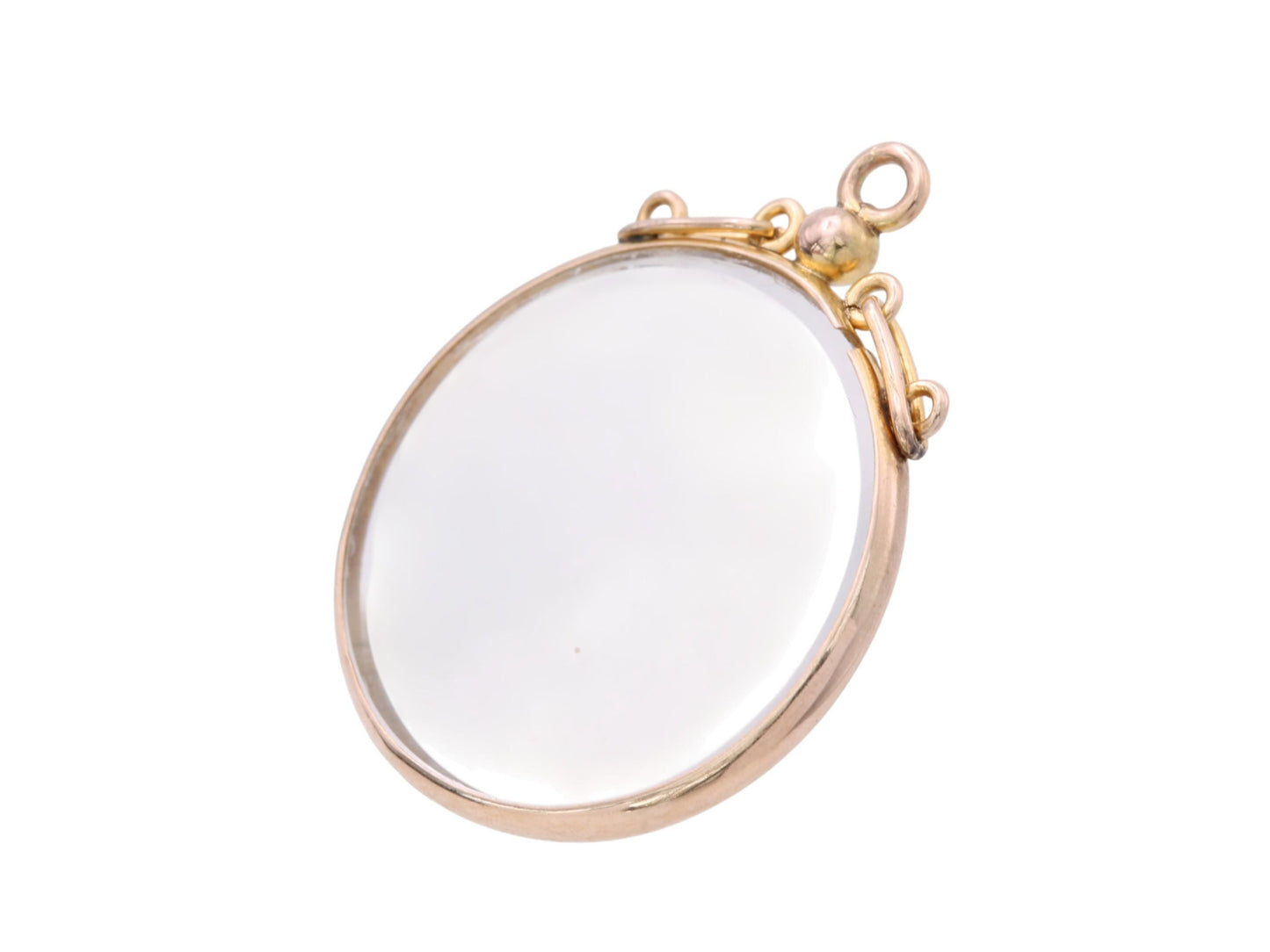 Antique 9ct Gold Open Face Glass Locket Pendant, 1908