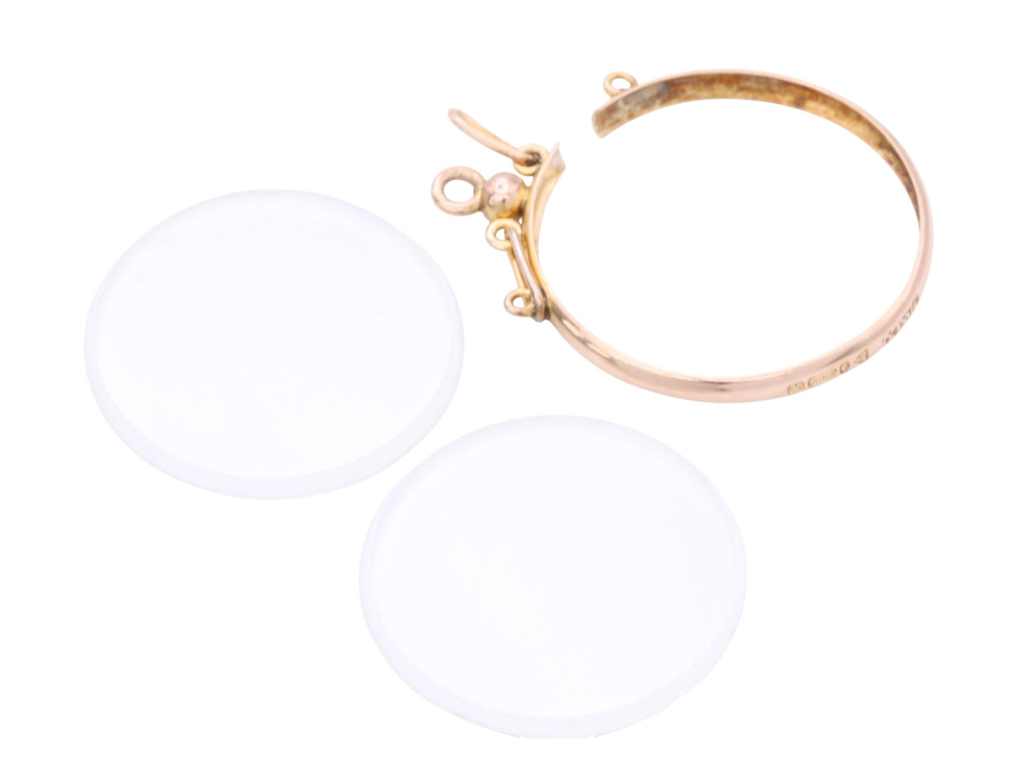 Antique 9ct Gold Open Face Glass Locket Pendant, 1908