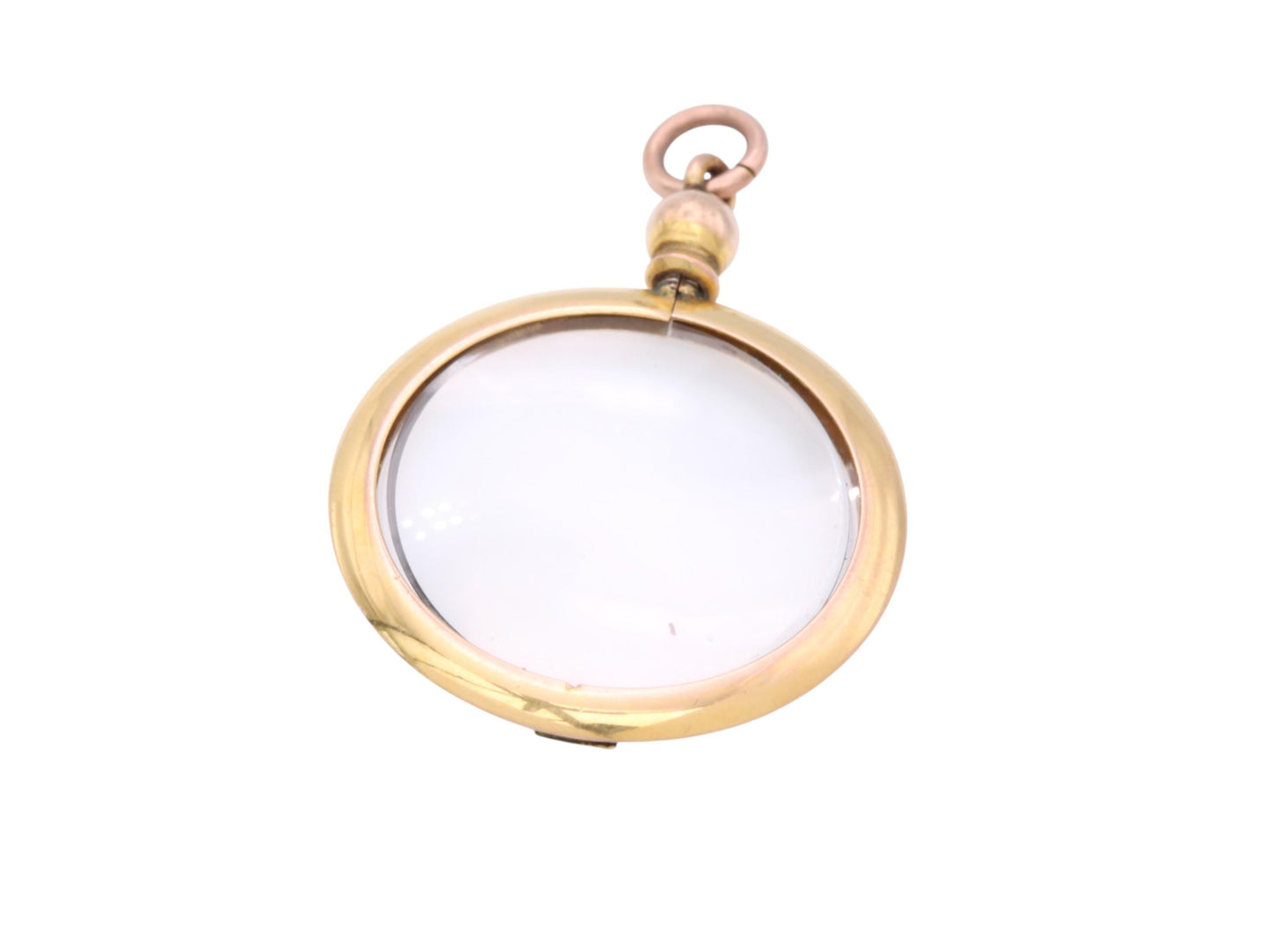 Antique 9ct Yellow Gold Open Face Glass Locket Pendant