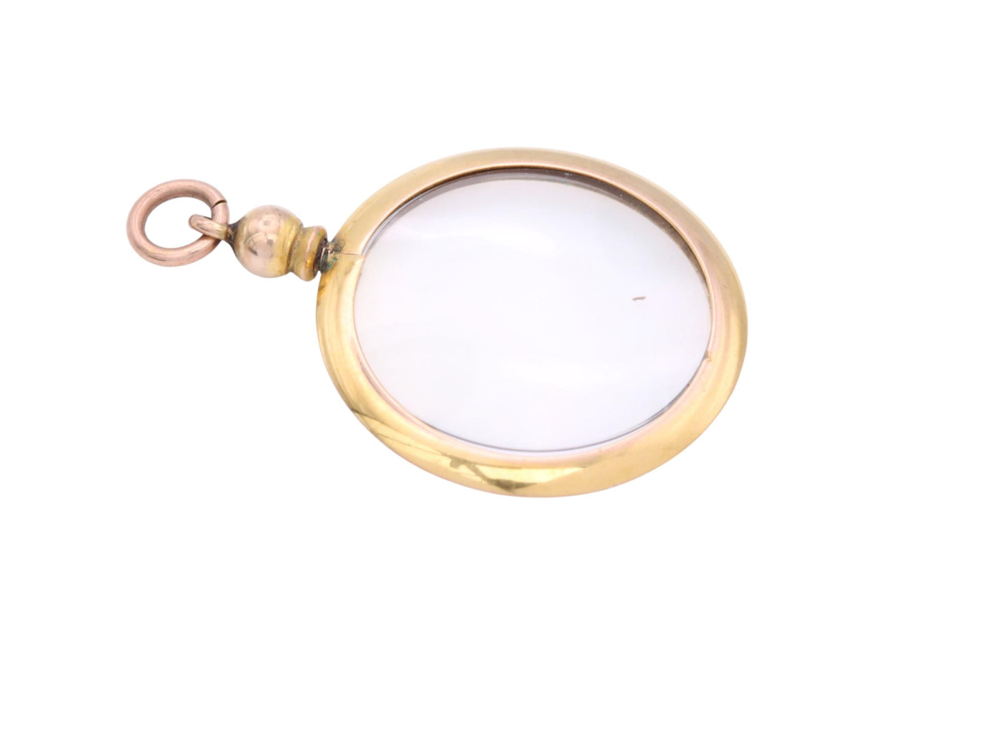 Antique 9ct Yellow Gold Open Face Glass Locket Pendant