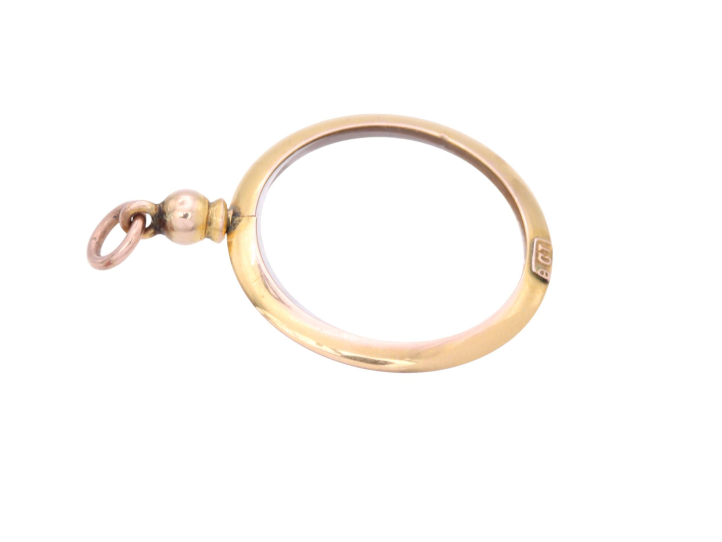 Antique 9ct Yellow Gold Open Face Glass Locket Pendant